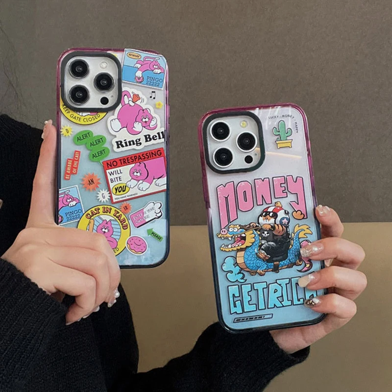 

Cartoon Cat 2.0 Acrylic Colorful Border Phone Case Cover for IPhone 11 12 13 14 15 Pro Max Case for IPhone 15 Pro Max