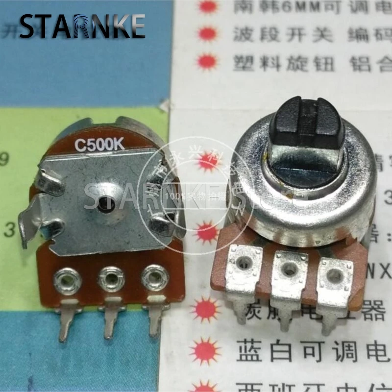 5PCS 121 Type Single Potentiometer C500K 500K Ohm Amplifier Audio Volume Potentiometer 3 Pin Half Shaft Length 5MM