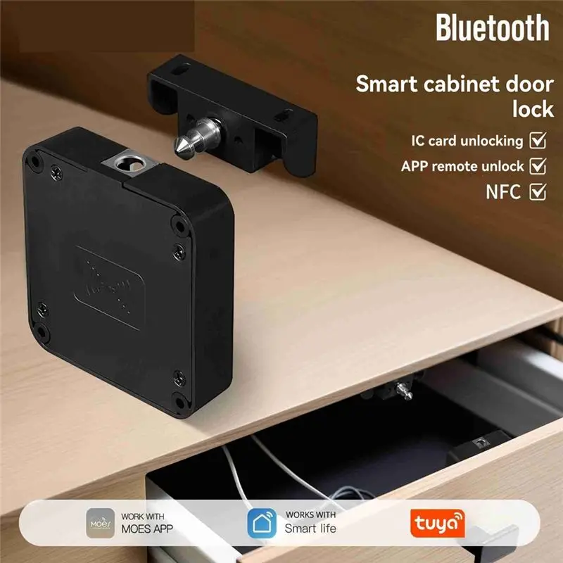 Tuya Bluetooth Smart Lock IC Card Unlocking App Remote Control For Bedside Cabinet Cabinet Door Drawer-Y41A