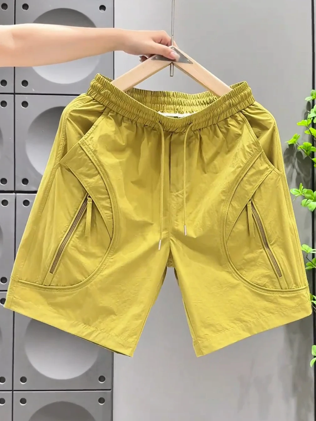 Men's Summer Thin Large Pocket Zipper Quick Dry Workwear Shorts Fashionable Loose Versatile Sports Five-Quarter Pants