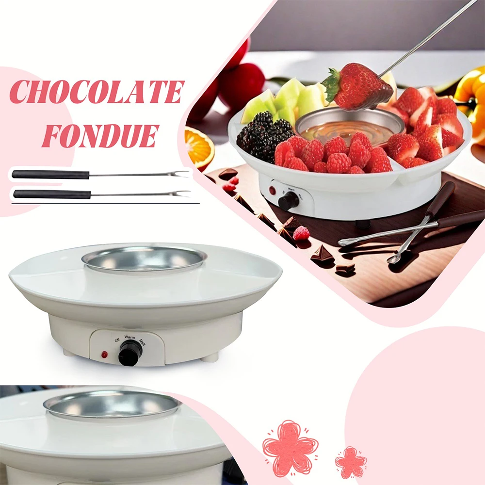 Chocolate Fondue Set Lightweight Electric Melting Dessert Fondue Pot Set With 2 Dipping Forks Cheese Candy Holiday Picnic Party