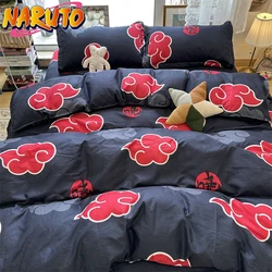 4Pcs/NARUTO Akatsuki Anime Bed Four-Piece Set for Men and Women Comfortable Bedroom Sheets Quilt Cover Student Dormitory Bedding