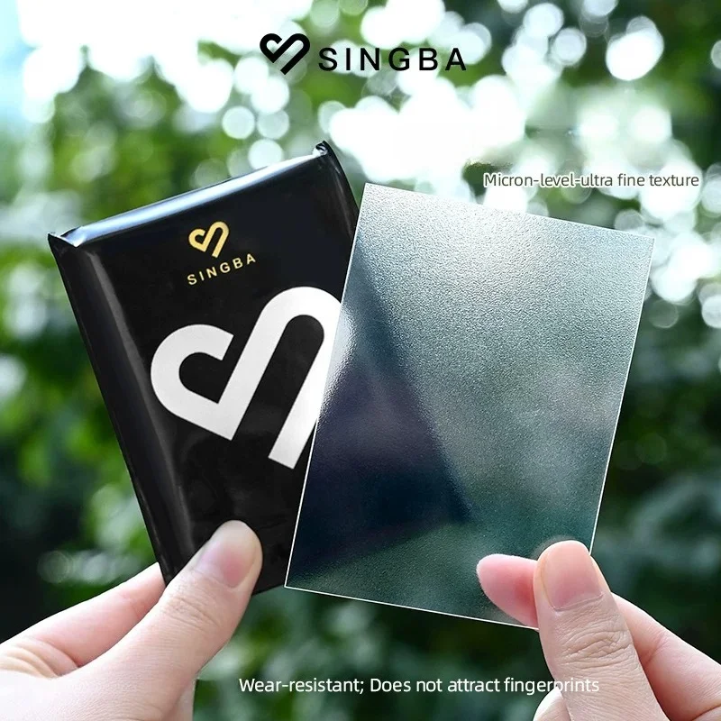 SINGBA 50Pcs Pack 20 Silk Card Sleeves 3-Inch Clear Matte Frosted Protective Film for Photocards Polaroids Postcards
