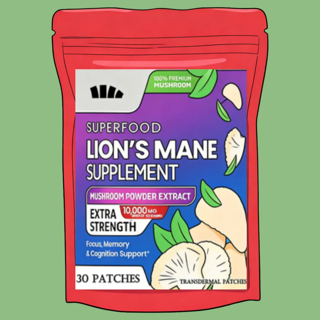 Lions Mane Mushroom Transdermal Patches Promotes Mental Clarity, Focus, And Memory Immune Health Support 30 Patches
