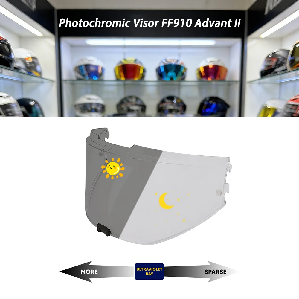 Motorcycle Helmet Photochromic Visor Lenses which Automatically Darkens & Clears Helmet Shield Fit for LS2 FF910 Advant 2