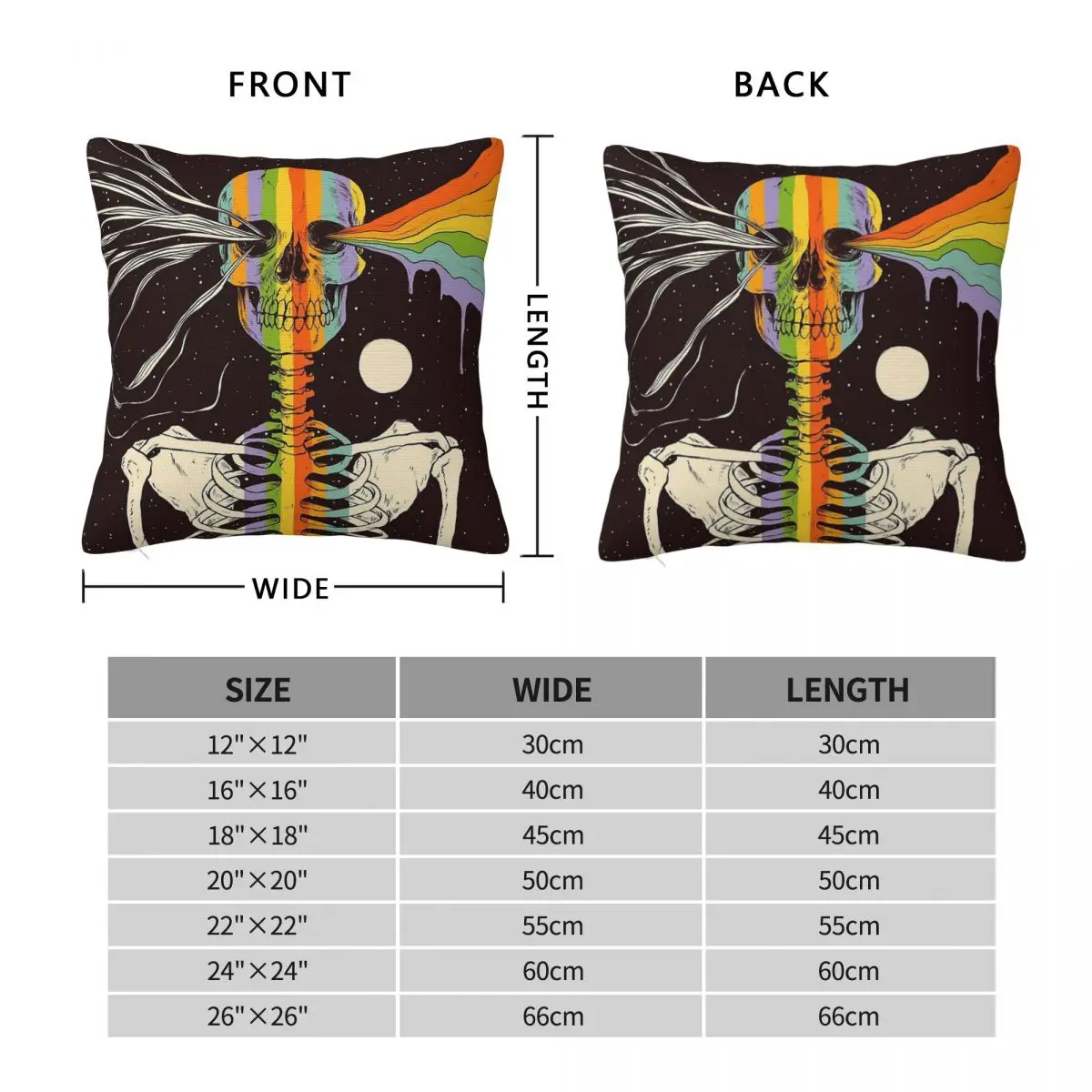 Skull Skeleton Existence Surrealism Square Pillowcase Polyester Linen Velvet Printed Zip Decorative Bed Cushion Cover