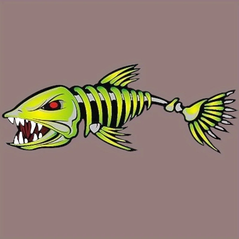 

1pc Waterproof Fish Bone Skeleton Vinyl Sticker, Fun Quirky Decal for Motorcycle, Car, Helmet, Laptop, Cup & Window