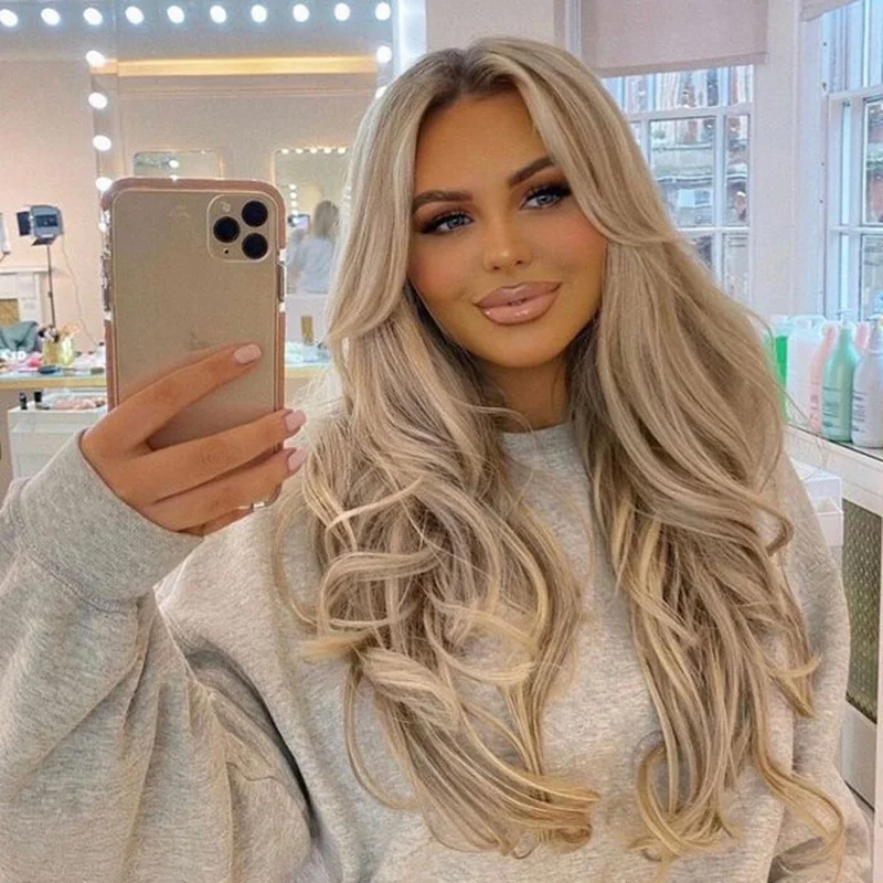 Long 13x4 Lace Front Wigs Brown Blonde Highlight Curly  Hair Wig Glueless