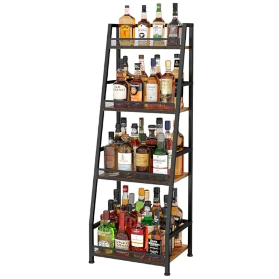 

4-Tier Trapezoid Liquor Stand for Home Bar Stepped Wine Rack Freestanding Floor for Liquor Whiskey Wine Versatile Corner Wine B