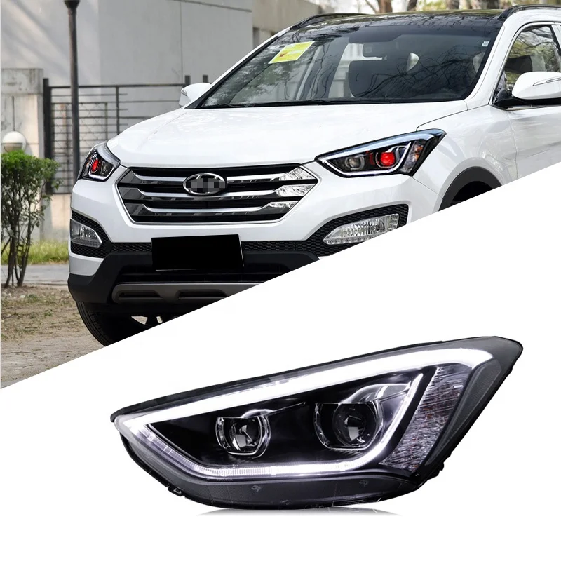 Suitable for New Santa Fe IX45 2013-2016 Headlight Assembly Modification LED Daytime Running Light Bifocal Lens Xenon