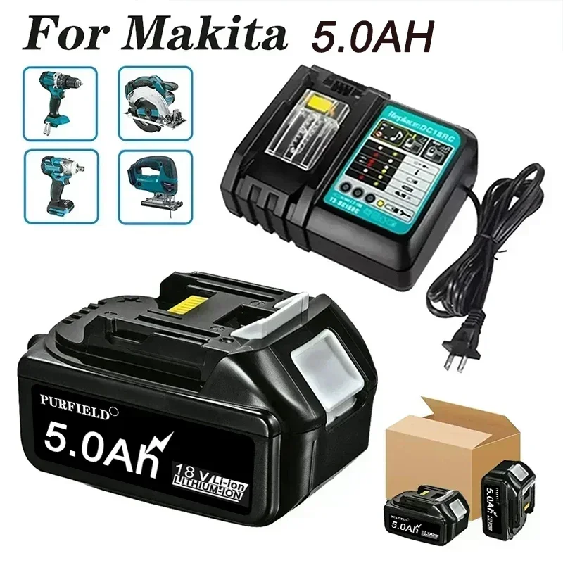 For makita Battery 5.0AH Replacement Power Tool Batteries BL1860 BL1850B BL1850 BL1840 BL1830 screwdriver battery & charger