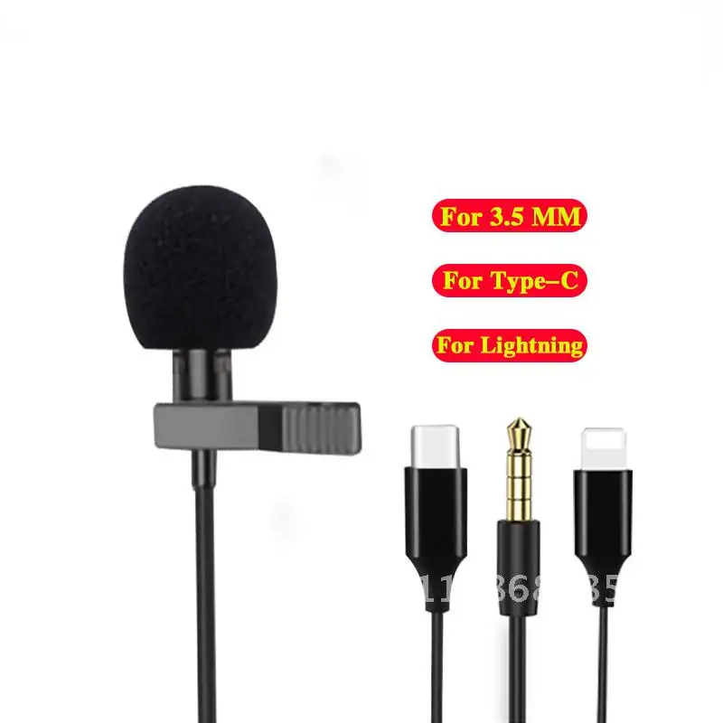 Portable  Mini Microphone 3.5mm Lapel Lavalier Mic Clip-on External Buttonhole Microphones for Laptop PC Computer Recording Chat