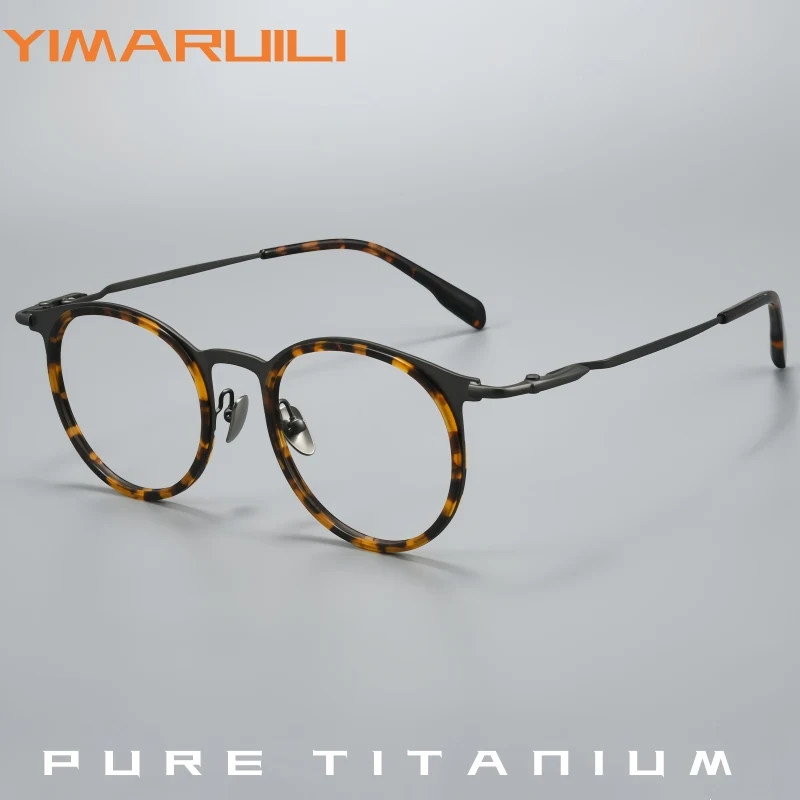 

YIMARUILI Мужские ретро-очки из чистого титана, ультралегкие, модные, больших размеров, высококачественная оправа для очков для женщин M80909S