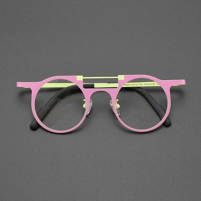 High-quality niche multi-color glasses frame literary fashion retro round ultra-light pure titanium hip hop trend optical glasse