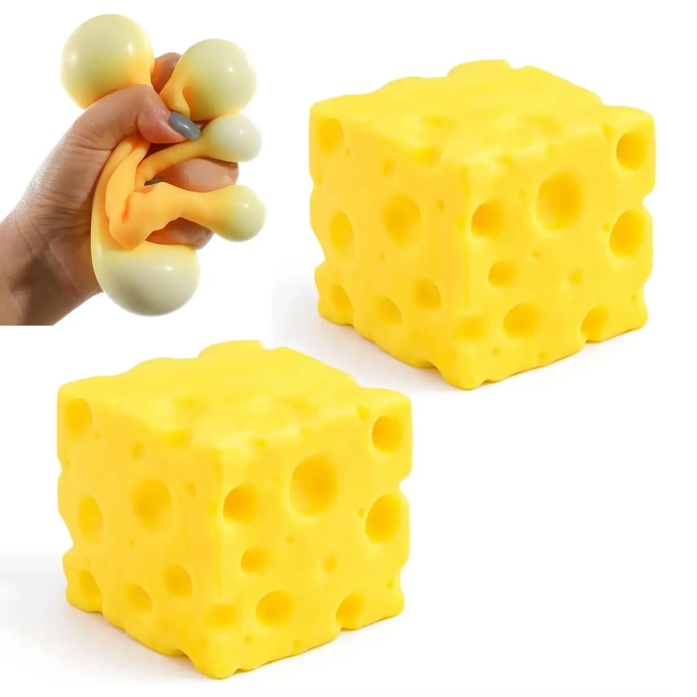 Slow Rebound Cheese Cube Squishy Toy Soft Touch Stress Relief Desktop Decor Gadget für Büro, Freizeit und als passendes Geschenk für die Feiertage