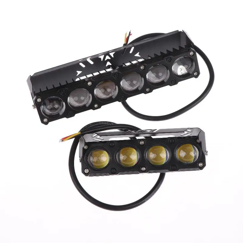 Motocicleta led spot light dupla cor oi/baixo feixe lâmpadas de nevoeiro para caminhões carro suv utv mini lente farol luz condução
