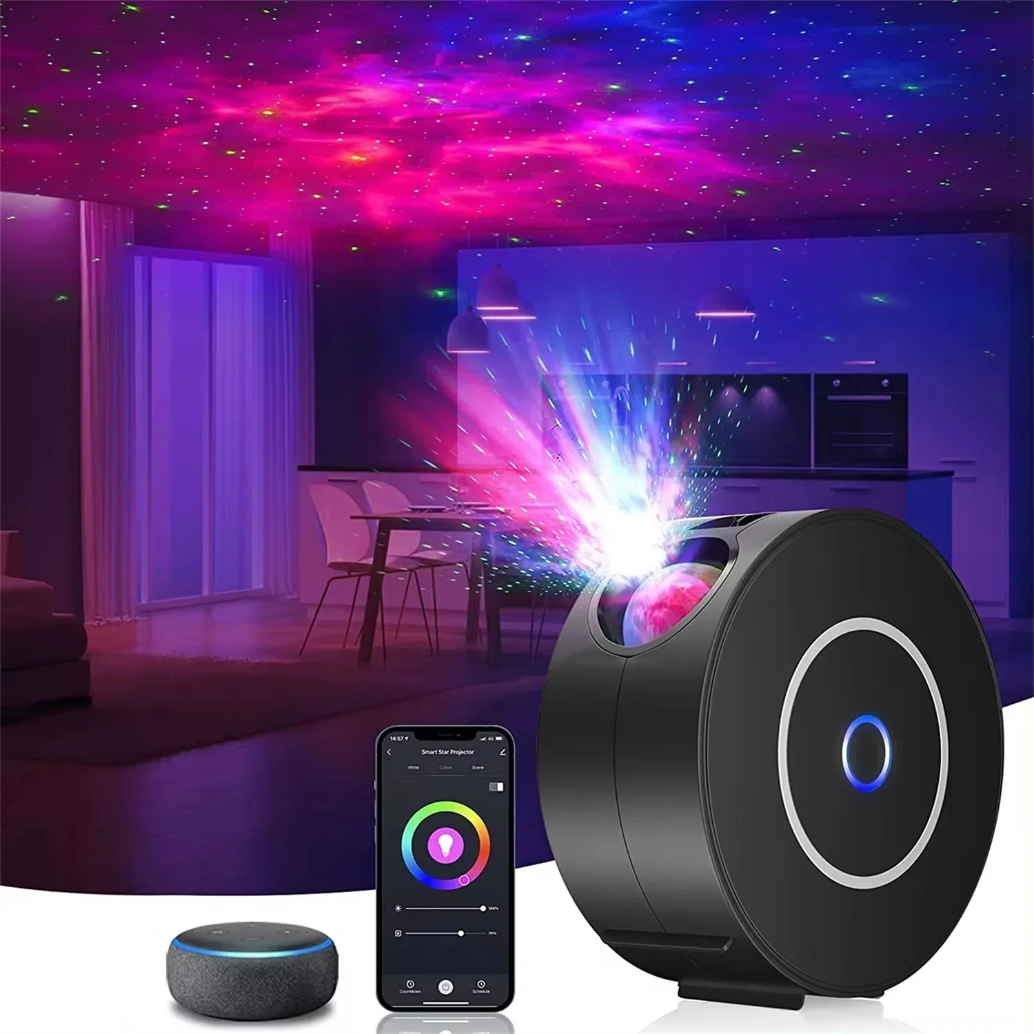 Smart Galaxy Star Projector Night Light 3D Galaxy Projector LED Lights Gift APP Adjustment For Gaming Room Bedroom Decor