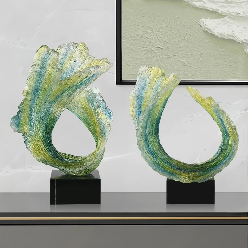 

Прозрачная градиентная скульптура из смолы, абстрактные художественные украшения, роскошные поделки, украшение для рабочего стола, креативная художественная статуя, скандинавский подарок