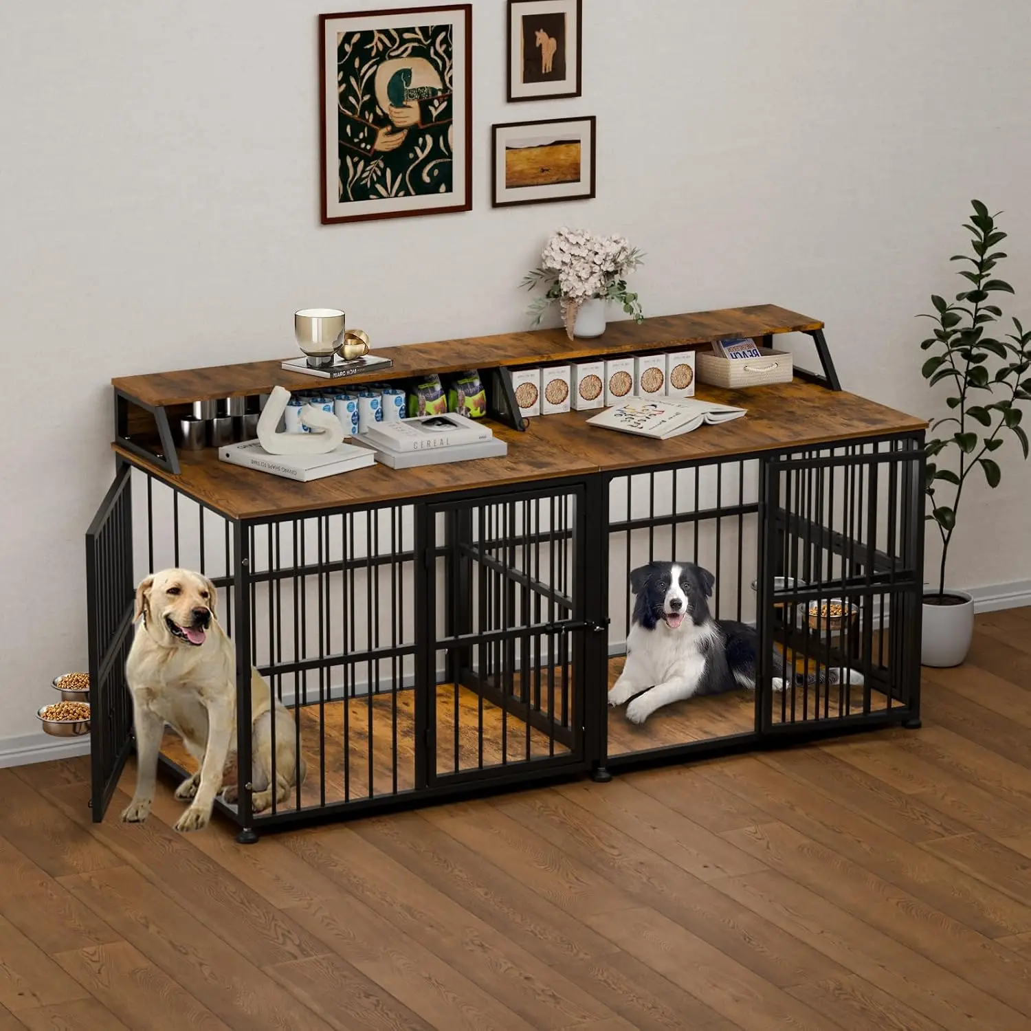 Extra Large Double Dog Crate with Storage