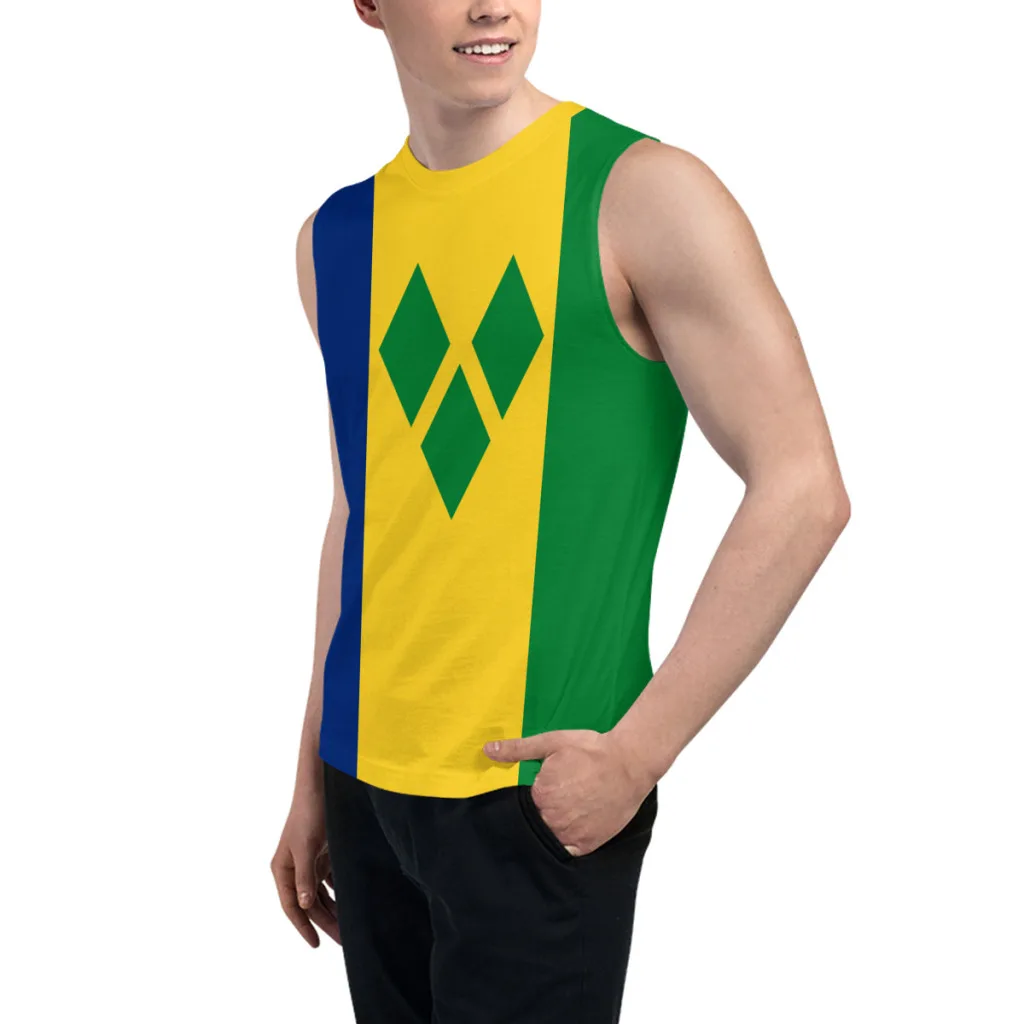 Sleeveless T-shirt Saint Vincent and the Grenadines Flag 3D Men's Boys Tshirt Gyms Tank Fitness Joggers Basketball Training Vest