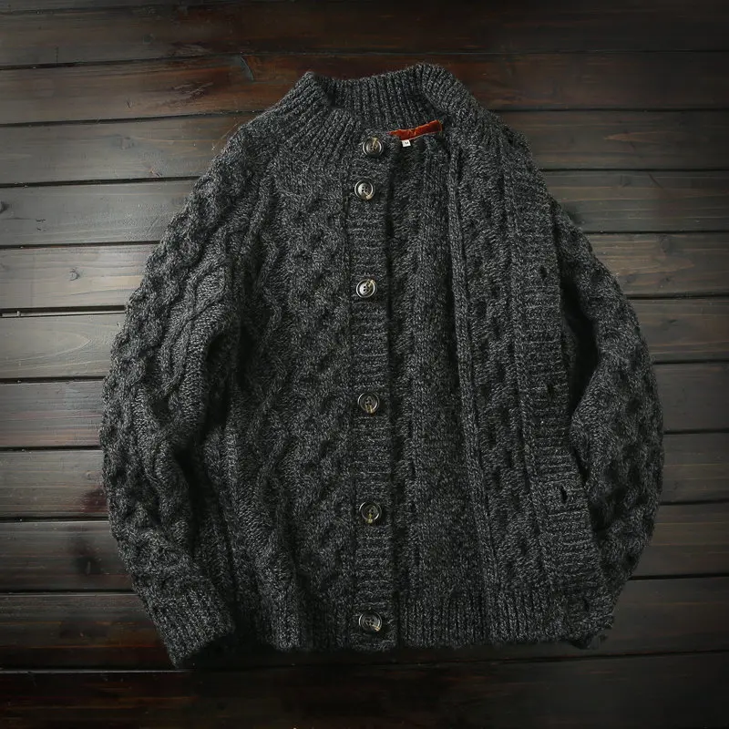 

Утолщенный шерстяной кардиган, итальянский осенне-зимний вязаный свитер с воротником-стойкой