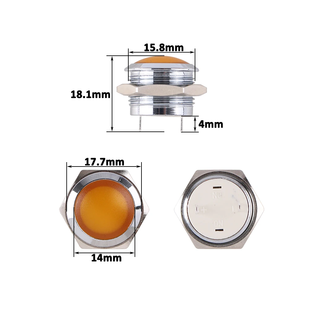 16mm sygnał świetlny lampa pilotowa wodoodporna kulista metalowa 12 v24v220v czerwony niebieski zielony biały z zacisk pinowy