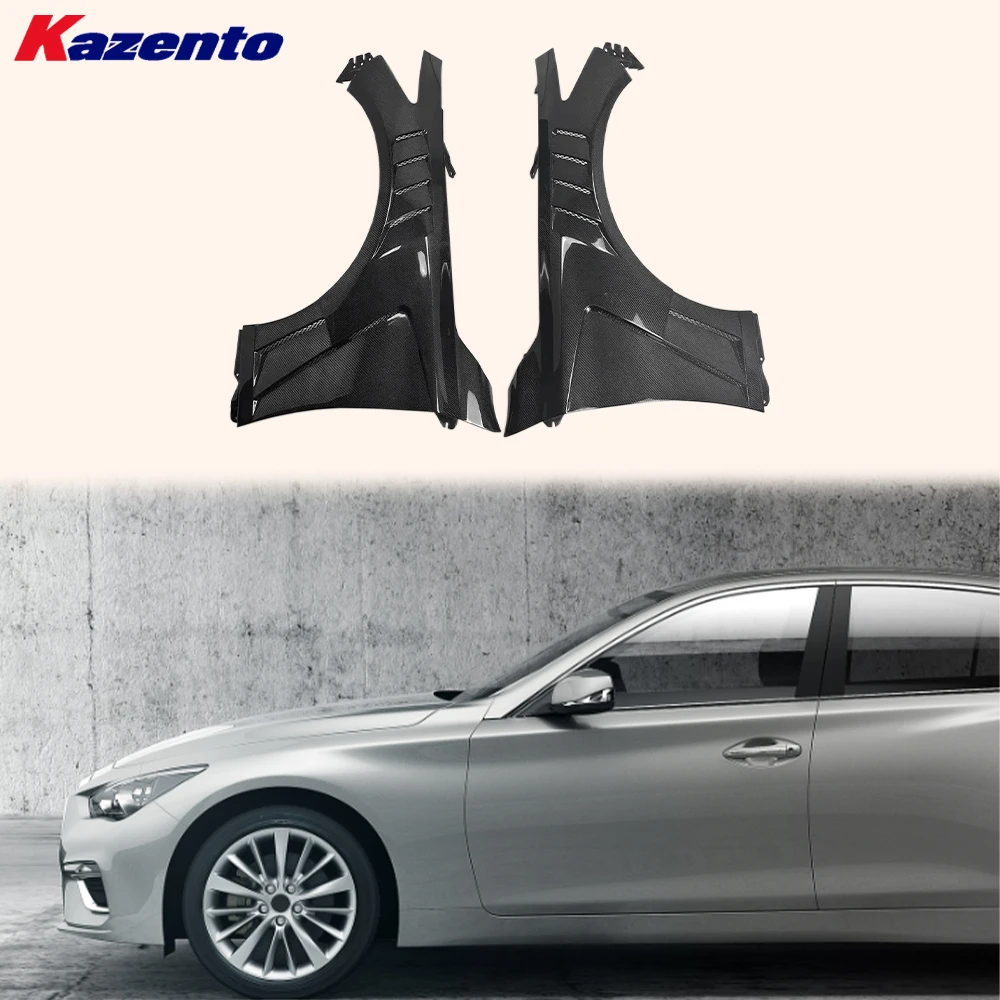 

For Infiniti Q50 V37 Sedan 13-24 Carbon KZF Style Front Side Vented Fender Pair