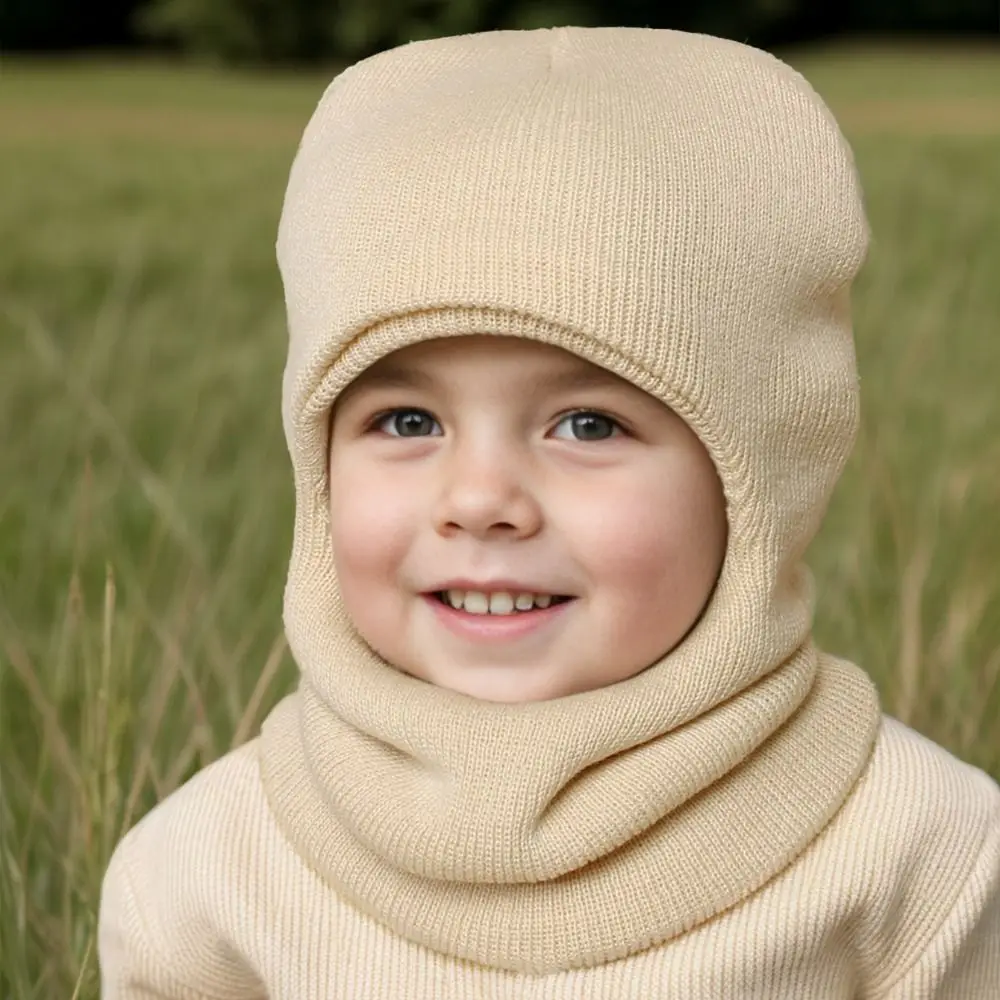 Warmth Hat Scarf One-Piece Baby Knitted Hat Knitted Neck Protection Kids Bonnet Windproof Collar Baby Cap Outdoor