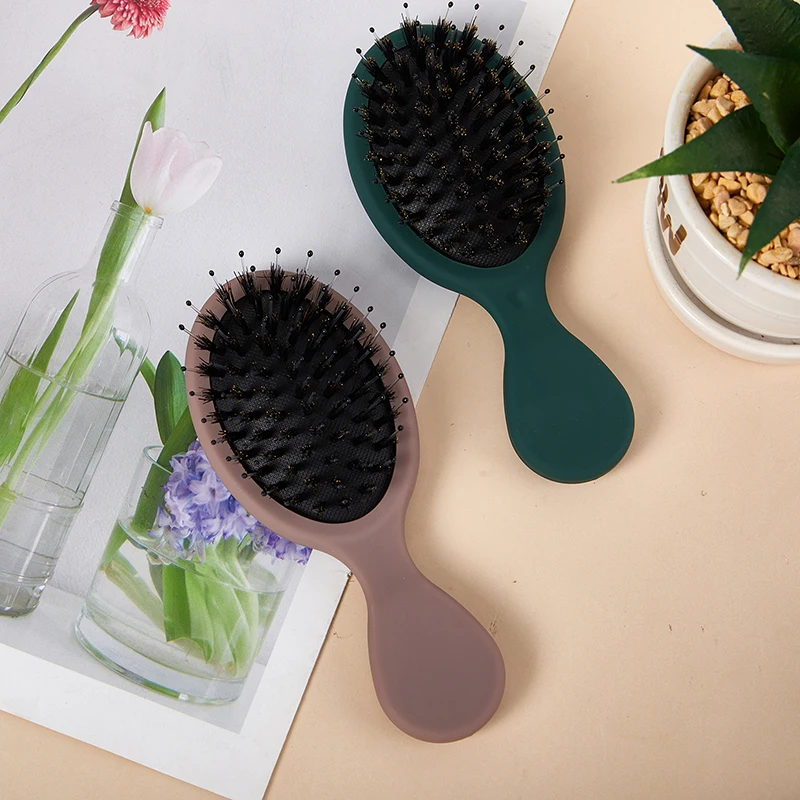 1PC Oval Boar Bristle & Nylon Hair Comb Mini Anti-static Hair Scalp Massage Comb Hairbrush Salon Hair Care Brush Styling Tool