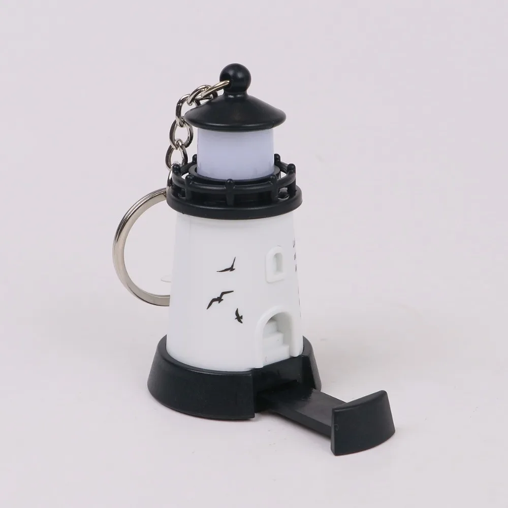 Luminous Lighthouse Keychain LED Light Up Night Light Keychain LED Lightup Keychain Mobile phone stand Mini Hanging Ornament