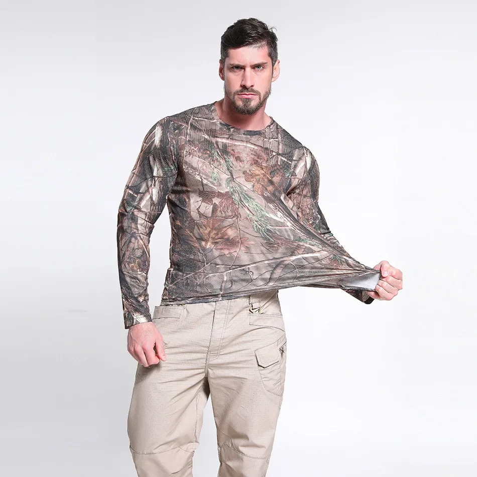 New Outdoor Clothing Slim Fit and Breathable Military Training Cycling Work Training Suit Camo Long Sleeve Quick Drying T-shirt