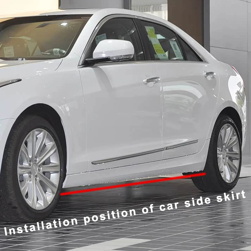 

Car Accessories New Adjustable Side Skirt Extension Splitters Body Apron Lip Splitter Winglet ABS For Cadillac ATS-L 2014-2017