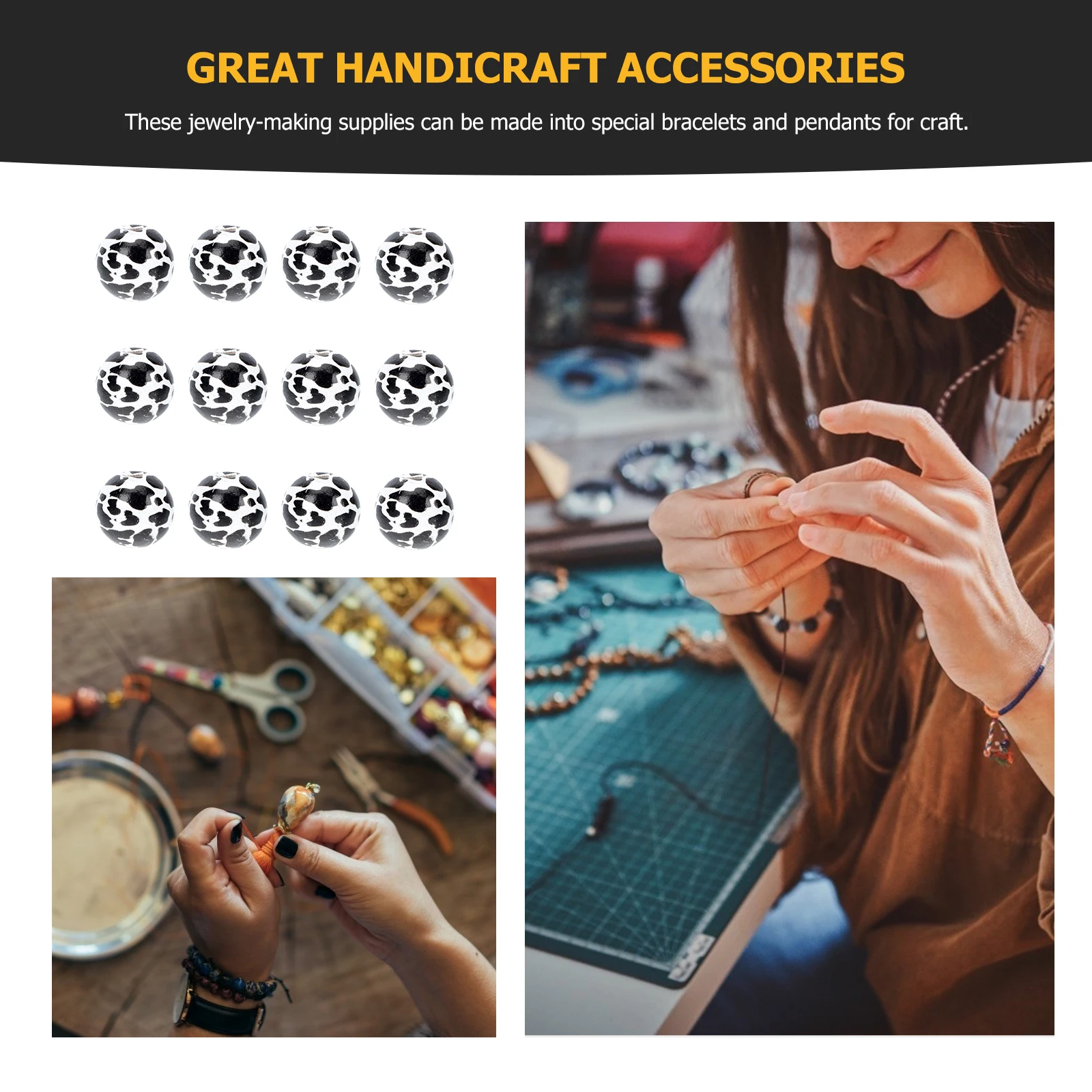 

100pcs Wooden Beads Cow Pattern H made DIY Accessories Durable Jewelry Making Crafts Gift Supplies Bead Charms Bracelet Pendant