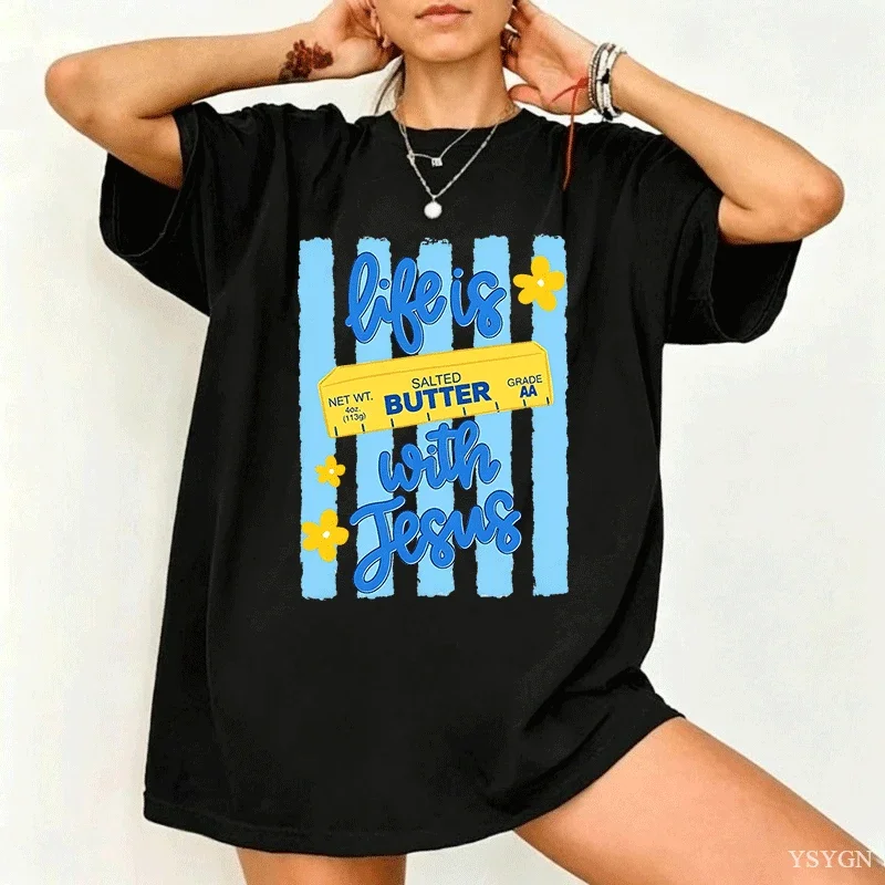 Jesus Lemonade Funny Christian Comfort Cotton T Shirt Unisex Men Women Summer Streetwear Casual Short Sleeve Tops