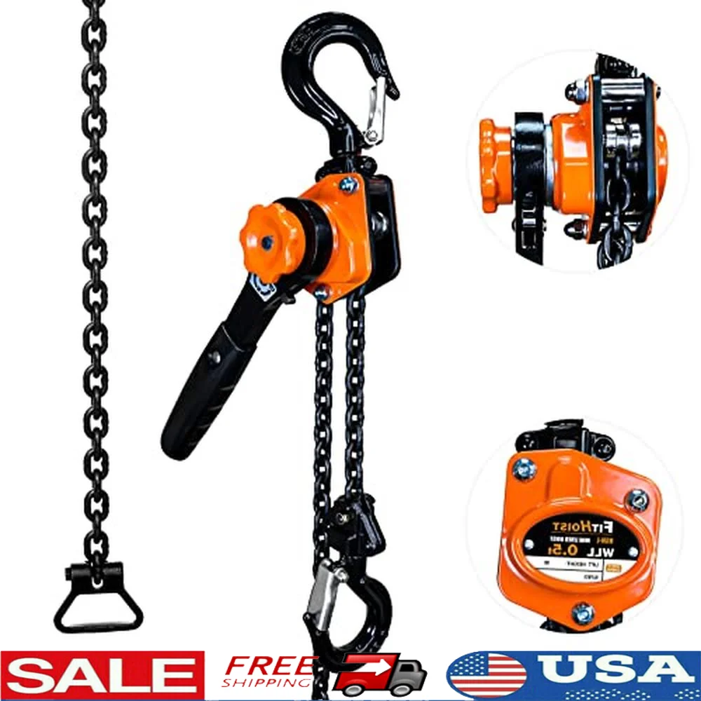 1/2 Ton Lever Chain Hoist 10' Lift G80 Dual Pawl Ratchet Brake Heavy Duty Hoist