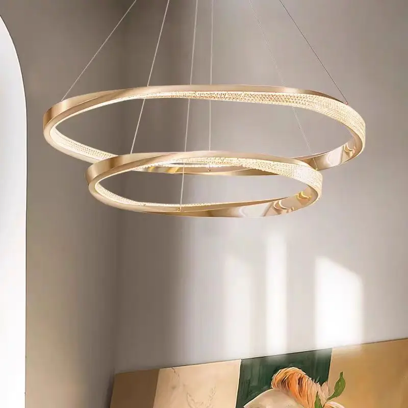 Plafonnier LED suspendu au design moderne, éclairage d'intérieur, luminaire décoratif de plafond, idéal pour un salon ou des escaliers