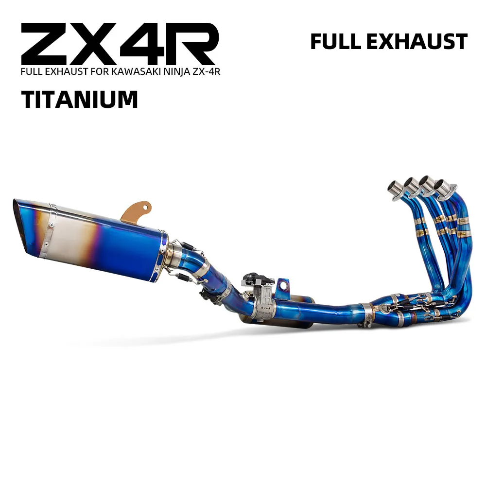 

Полностью титановая выхлопная система мотоцикла, модификация для Kawasaki ZX4R ZX4RR, глушитель с головкой трубки с электронными клапанами, эвакуационная линия