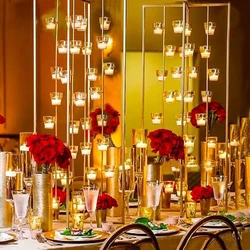 Metal Candle Holders 35 Inch Candlesticks Wedding Table Centerpiece Candelabra Glass Pillar Stand Road Lead Party Home Decor