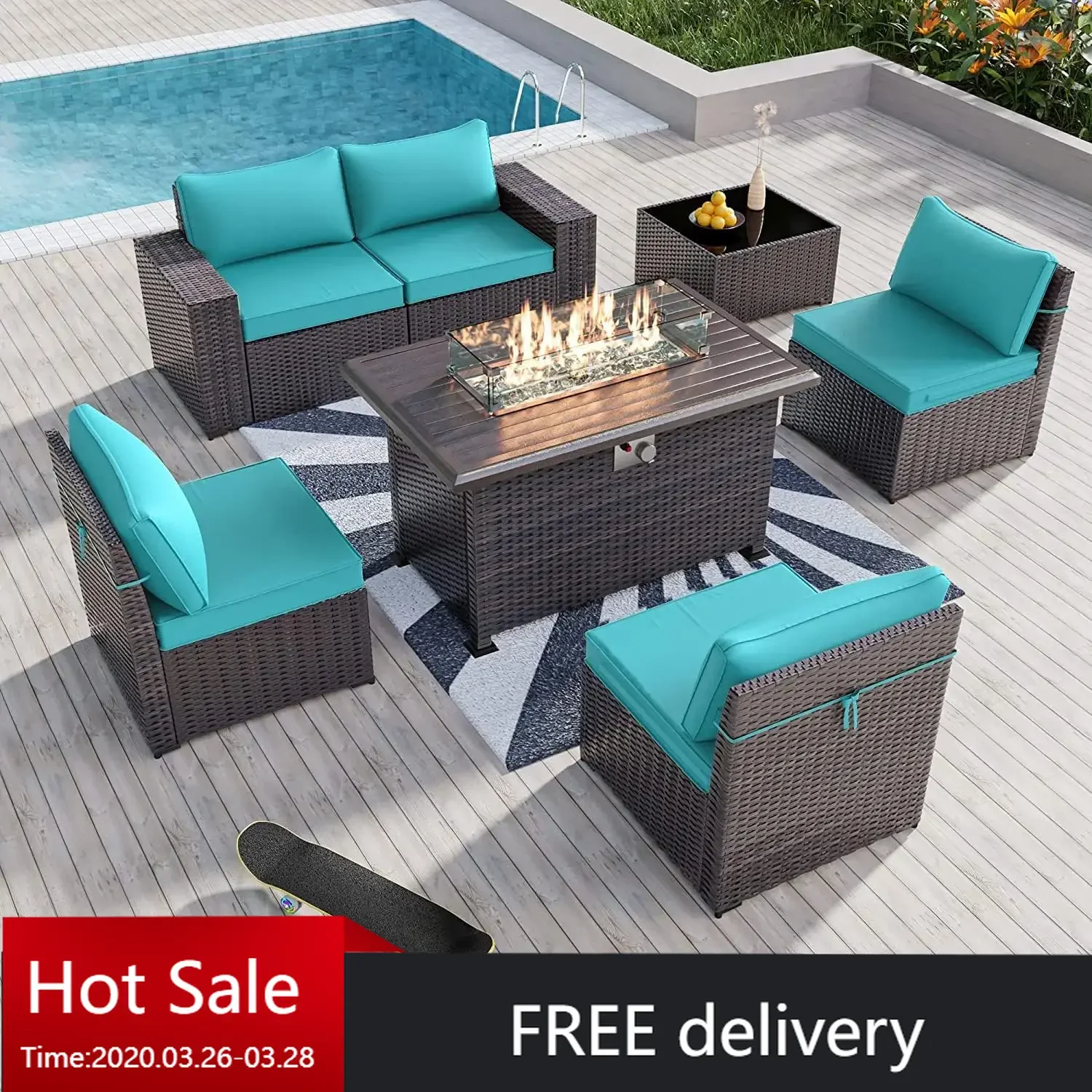 7 Pieces Outdoor Patio Furniture Set with 43