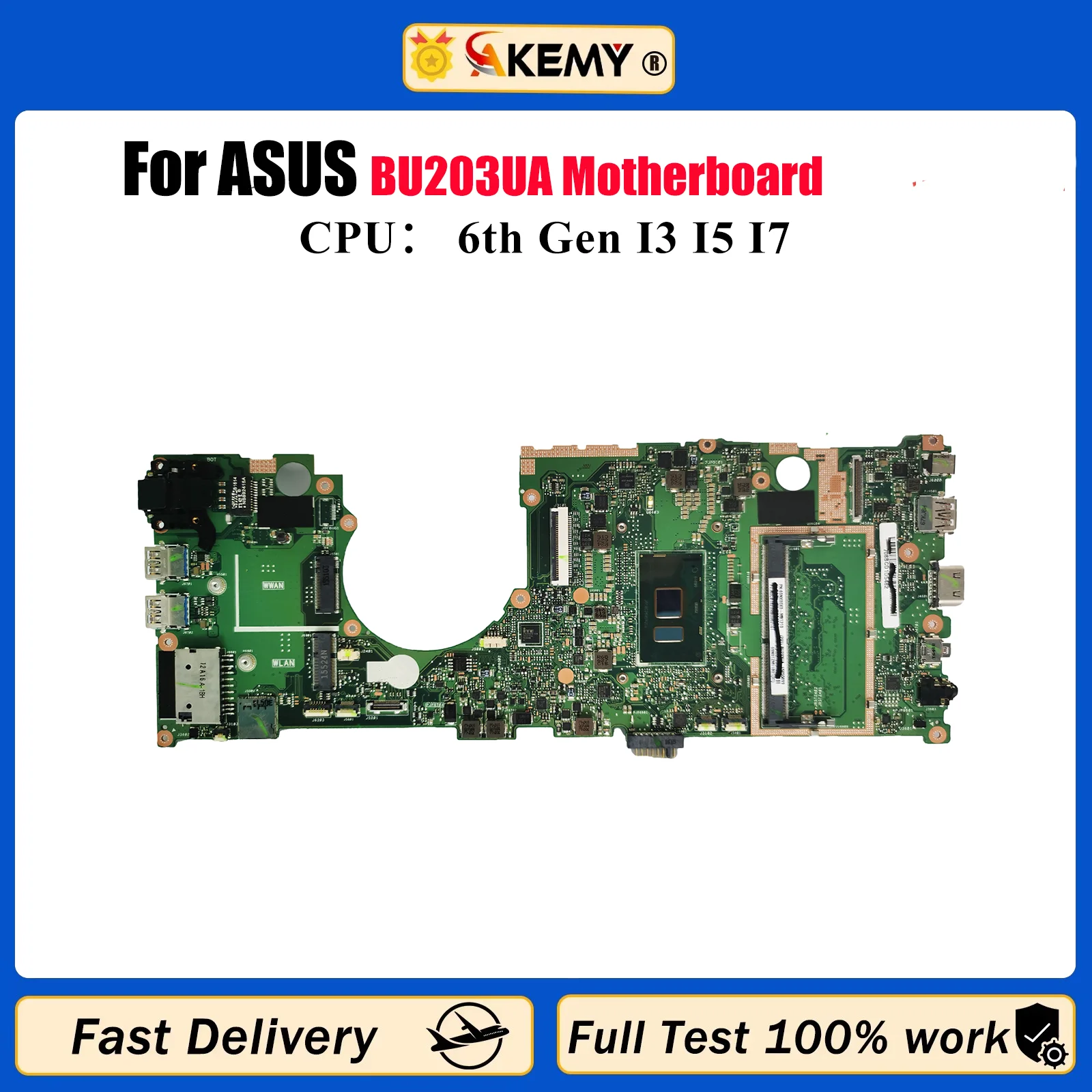 

BU203UA Laptop Motherboard For ASUS ExpertBook BU203U BU203UA Notebook Mainboard With I3 I5 I7 CPU 100% tests OK fast shipping