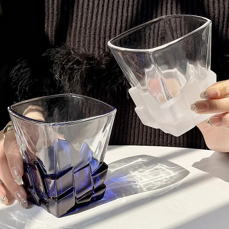 Ice Cube Cup Artistic Limited Edition Wine Glass, Creative Light Luxury Glass Cup, Household  High-end Whisky Water Cups