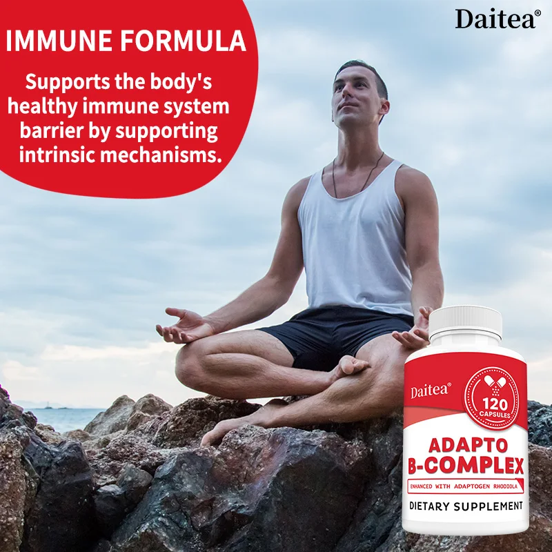 مجمع Adapto B - غني بفيتامينات B، يعزز الطاقة، المناعة، والإدراك، والمزاج، ويعزز البشرة الصحية، 120 كبسولة