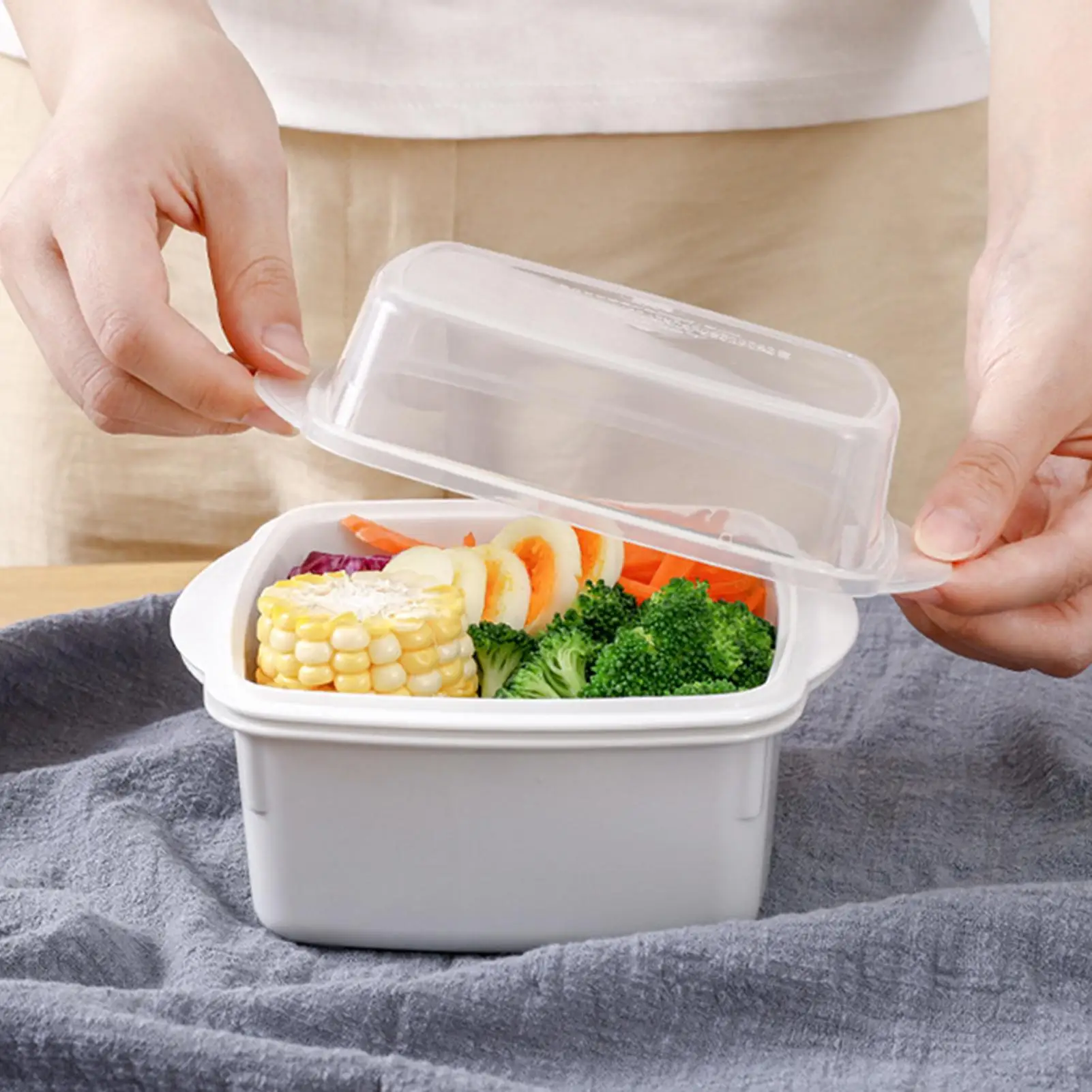 Microwave Steamer Cooker Household Kitchen Versatile Food Container for Vegetables Fish Steamed Bun Dumpling Rice Meal Prep