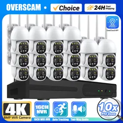 16CH NVR Wireless CCTV System 4K 8MP Color Night Vision Video Surveillance Set WiFi Nvr Kit Cctv Outdoor Ip66 10X Zoom Cameras