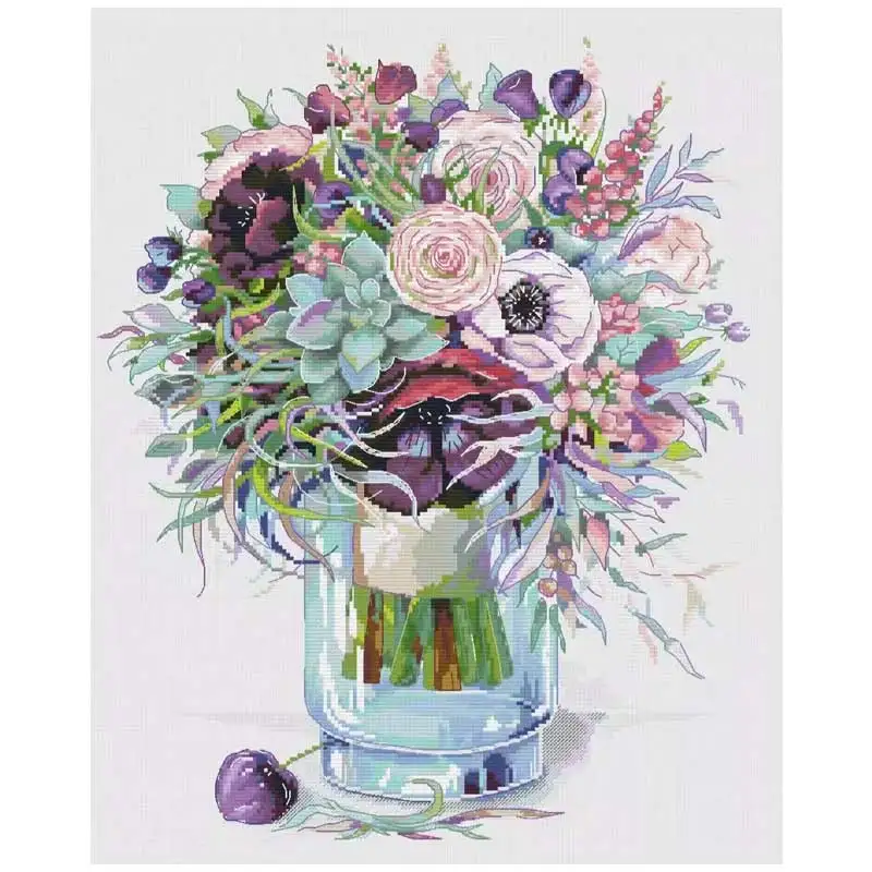 

Anemone Bouquet Patterns Counted Cross Stitch Sets DIY Handmade 11CT 14CT 16CT 18CT Cross Stitch Kits Embroidery Needlework