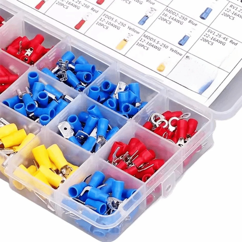280pcs Multicolor Wire Terminal OT Type Tinplate Cold Pressure Terminal Set Bare Nose Lugs Round Lug Circular Crimping Terminal