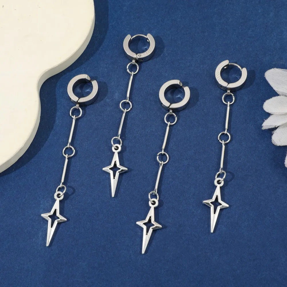 Gothic Punk Style Spike Star Ear Clip Earrings European American Cute Alternative Hanging Earrings Fashion Jewelry Accessory
