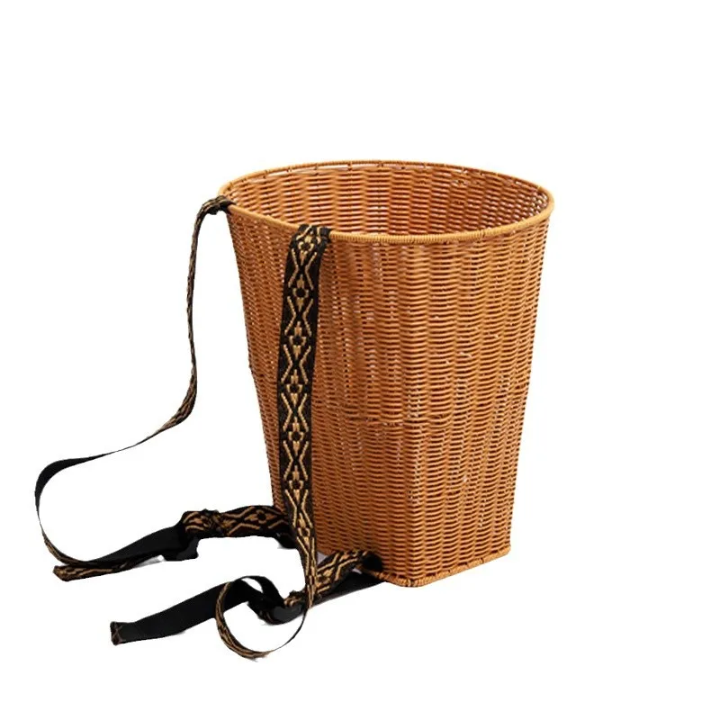

Pure handmade imitation rattan woven back basket large capacity double shoulder back basket storage outdoor picking