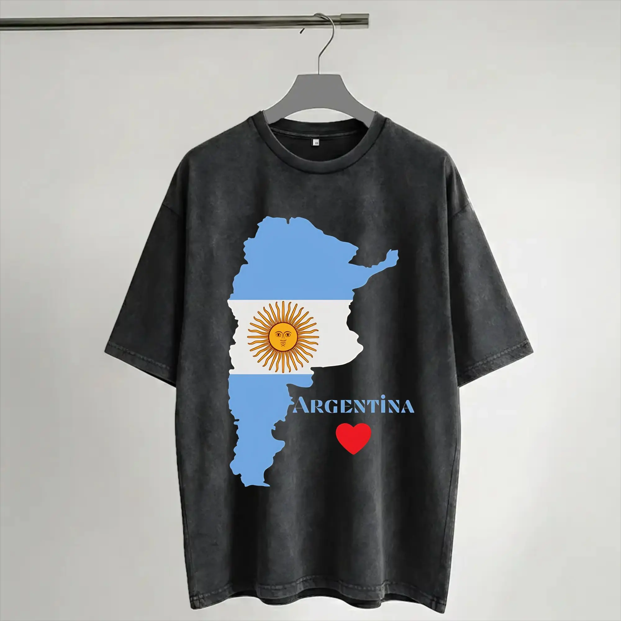 Camisetas de fútbol de Las Malvinas Argentina, camisetas lavadas para hombre y mujer, ropa de calle, camiseta de Hip Hop, camisetas de verano de algodón