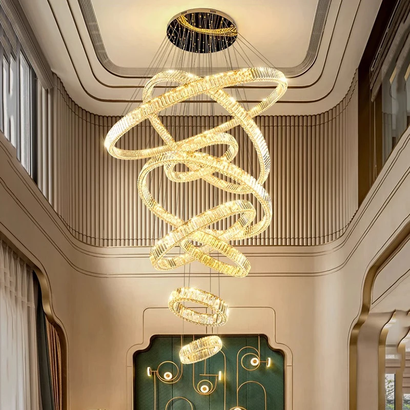 

Modern home decoration crystal chandelier, stair Pendant lamp, living room Pendant lights, interior lighting